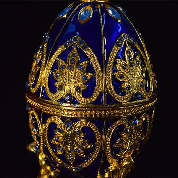 QIFU Rankdarbių Gražus Mėlynas Faberge Kiaušinis Papuošalų Langelyje