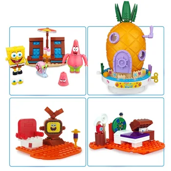 Spongebobs Serijos Blokai Ananasų Namas Patrick Duomenys Surinkti Plytų Švietimo Žaislai Vaikams & Vaikams Dovanų