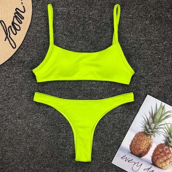 INGAGA Bandeau Bikini Sexy Thong maudymosi kostiumėlį Push Up maudymosi Kostiumėliai Moterims, Kietas Dirželis Maudymosi Kostiumas Moterims Maudymosi 2021 Micro Biquini