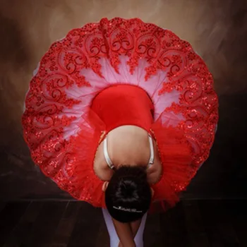 Naujas Atvykimo Vaikų Raudona Plattered Tutu Baleto Suknelė Mergaitėms 
