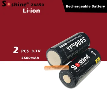 2 Vnt. / Pora Soshine 3.7 V 5500mAh 26650 Baterija Saugomų 26650 Li-ion Baterijos Elementų Baterijų Laikiklį Atveju