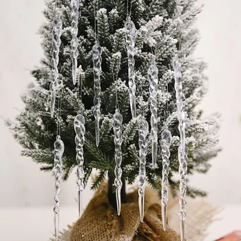 Nauja Kalėdinė Dekoracija 12PCS Modeliavimas Ledo Kalėdų Medžio Kabo Ornamentu Netikrą Varveklis Rekvizitai X-Mas Medžio Apdaila Žiemą Šalis