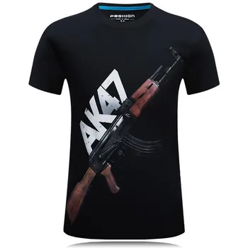 Vasaros 2020 naujas 3D T-shirt vyrai spausdinti AK 47 pistoletas juokinga atsitiktinis marškiniai, trumparankoviai marškinėliai, O apykaklė vyrų punk T-shirt