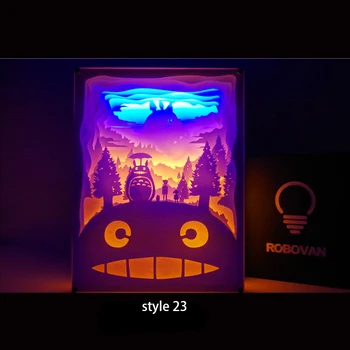 3D Popieriaus Drožyba Meno Apdailos Lempos Naujovė Naktį Šviesos Totoro Popieriaus iškirpti Atmosfera pasakų Lempa USB Power už Kambarį