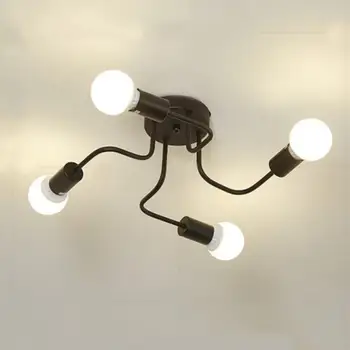 Paprastas geležies E27 lemputės lubų lempa, led lempos kambarį valgomasis balta/juoda kūrybos lubų lempos, led Lubų Šviesos blizgesio