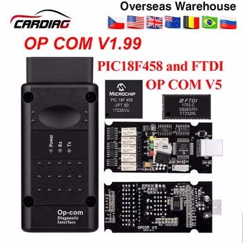 Opcom V1.65 V1.78 V1.99 PIC18F458 FTDI op-com, OBD2 Auto Diagnostikos įrankis Opel CAN MAGISTRALĖS V1.7 