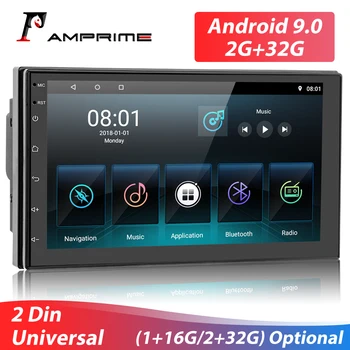 AMPrime Android 9.0 2 Din Automobilio radijo Multimedia, GPS Grotuvas, 2DIN 2.5 D Universalus 