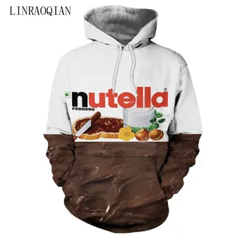 2018 Nutella Modelis Vyrų ir Moterų Hoodies Poros, Laisvalaikio Stiliaus 3D Spausdinimo Asmenybės Rudens Žiemos Palaidinės Bliuzono sportiniai Kostiumai Viršūnės