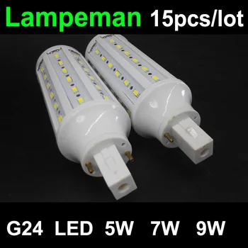 Led g24 220v led Lemputė 5W 6W led g24 9W 7W 10W SMD5730 g24d-3 g24 2 pin downlight lemputė AC85-265V 110V, 220V, ce, rohs