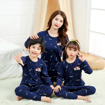 Šeimos Atitikimo Pižama Nustatyti Žiemos Medvilnės Rinkiniai Motina Dukra Drabužius Motina Vaikai Sleepwear Šeima Atrodo Pižamos Naktiniai Drabužiai Vaikams