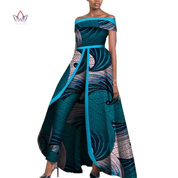 Afrikos Dizaino heidi bazin Off Peties Elegantiškas Moteris Rompers Jumpsuit Rankovių Rompers Jumpsuit Ilgai Dashiki Pants Plus Size wy6184