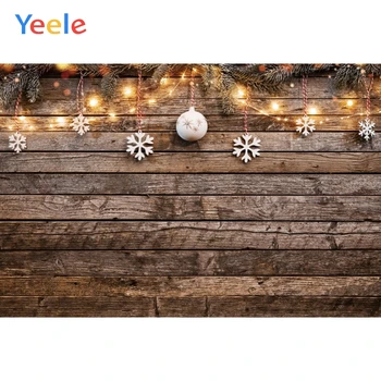 Kalėdų Fonas, Šviesos Bokeh Medžio Lenta Žiemos Sniego Bell Kamuolys Star Blizga Šalies Vinilo Fotografijos Fone Fotostudija