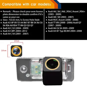 Automobilių reikmenys HD 1280x720P Aukso Galinio vaizdo Kamera Audi A4 B7 Tipas 8E/8H A6 C6 S6 TT 8N Q7 A8 S8 A6 S6 RS6 A4 S4 A3 8P S3