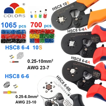 HSC8 10S 0.25-10mm2 23-7AWG užspaudimo replės HSC8 6-4A HSC8 6-6 mini, suapvalinti nosis tiekėjas su vamzdelis, adata gnybtų dėžutė rankiniai įrankiai