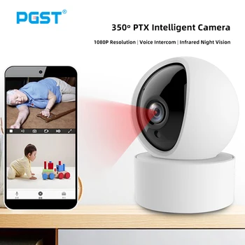 PGST IP Kameros 1080P patalpų Žmogaus Aptikimo Naktinio Matymo Kamera, Wifi Kūdikio stebėjimo Pet Kamera tuya Apsaugos Sistemos PG107