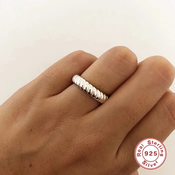 CANNER 925 Sterlingas Sidabro Žiedas Moterims 2021 Populiarus Minimalistinio Nišą Twist Žiedai moterų Aukso Spalvos Moteriški Papuošalai anillos