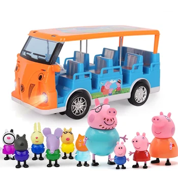 Peppa Pig Žaislai Automobilių Mokyklos Autobusas Peppa Pig Draugams, Šeimai Veiksmų Skaičius, Anime Žaislai, Ekskursijos, Automobilių Modeliavimo Namas Vaikas Dovanos