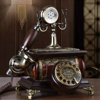 Derliaus medžio masyvo telefono antikvariniai sukamasis perjungiklis derliaus fiksuotojo ryšio telefono