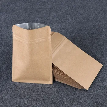 Ferimo nemokamas pristatymas 100vnt 6*8 cm trimitas sutirštės kraft paper bag savarankiškai sandarinimo maišelį butas bandymo maisto kavos pupelių saugojimo krepšiai