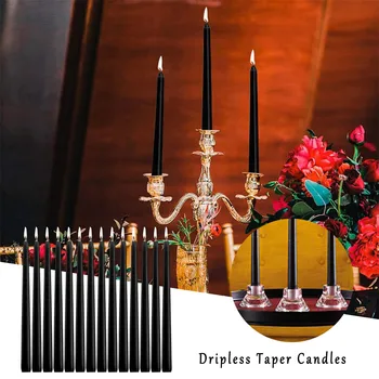 40# 10 Colių Siaurėjantys Žvakių Rinkinys, 14 Dripless Siaurėjantys Žvakės Ir Unscented Žvakidė Gimtadienio, Kalėdų Dekoro Žvakės