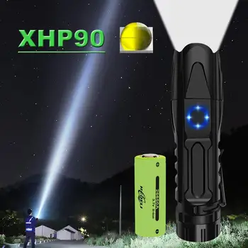 Mini super ryškios šviesos xhp90 labiausiai galingas žibintuvėlis įkraunamas led medžioklės vertus lempa usb fakelas xhp70 xhp50 26650 ARBA 18650