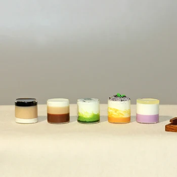 1/12 Miniatiūriniai Lėlių Priedai Mini Stiklo Tiramisu Tortas Modelis, Modeliavimas Desertas Žaislai Doll House Dekoro