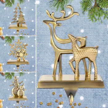 Sidabro spalvos Metalo Kalėdų Kabliukai Rūbams Turėtojas Snaigės Gyvūnų Savininkai Ne Slysti Kabliukai Rūbams dėl Židinys Kalėdų Dekoracijos