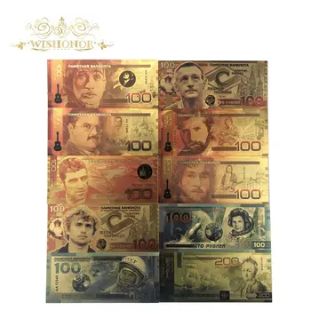 10vnt/daug Rusijos Aukso Banknotų 100 Dolerių Banknotą į 24k Auksu Netikrą Popierinių Pinigų Kolekcija