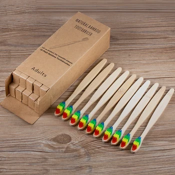 10vnt/box Medinių dantų šepetėlį su Soft Bristle Bambuko Hanndle Individualius Pakavimo Nešiojamų Veganų dantų šepetėlį Kelionės Suaugusiųjų & Kid