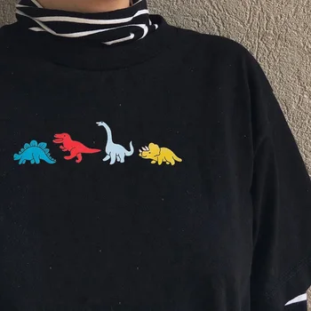 2020 Naują Atvykimo Estetika Animacinių Filmų Dinozaurų Grafinis Tee Harajuku Hipster Tumblr Negabaritinių Tee Kietas Grunge Juokinga Moterims, T-Shirt