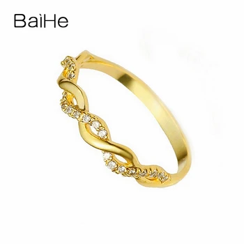 BAIHE Originali Kietasis 18K Geltona/Balta/rožinė Aukso 0.11 CT H/SI Gamtinių Deimantų Žiedas Moterims Vestuvių Juostoje Madinga Fine Jewelry кольцо