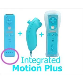 Pakuotėje Wii Remote su built-in Wiimotionplus + Nunchuck Suderinama Wii Mėlyna