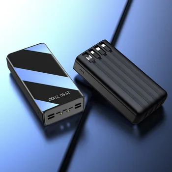 60000mAh Galia Banko 50000mAh Greito Įkrovimo Powerbank su Laidu Nešiojamų Išorės Baterijos Įkroviklio Xiaomi 