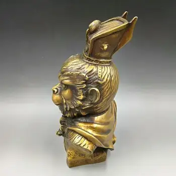 Kinija Ranka Raižyti Bronzos Liaudies Saulė Wu Kong Beždžionių Karalius Galva, Krūtinė Skulptūra, Statula
