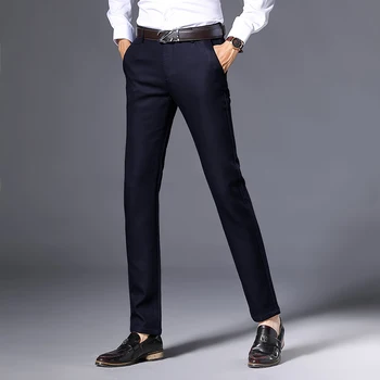Naujos Prekės Atvykimo Vyrų Kelnės Aukštos Kokybės Klasika Mados Slim Black Verslo Mens Atsitiktinis Visas Ilgis Medvilnė Vyriškos Kelnės