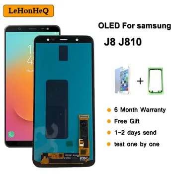 OLED LCD Samsung Galaxy J8 2018 J810 J810F J810Y LCD Ekranas jutiklinis Ekranas skaitmeninis keitiklis Surinkimo samsung J810 LCD Ekranas