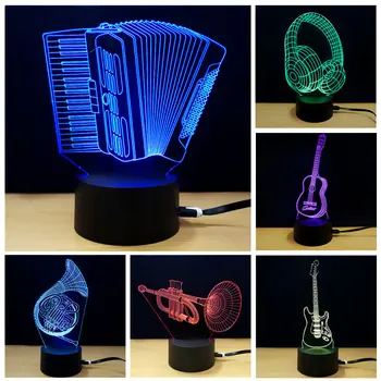 Muzikos instrumentų Spalvingas Pianinas 3D USB LED Lempa, 7 Spalvų Lemputės Muzikantas Dovana Vaikui Miegamojo Puošmena Elegantiškas Naktinis Apšvietimas RGB