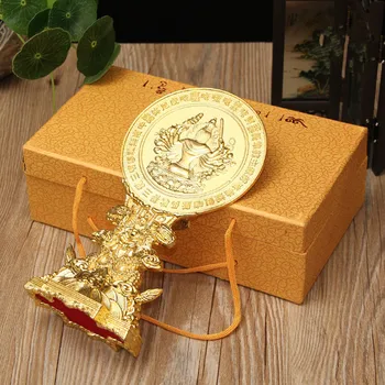 Tantros Tiekimo 20cm Aukso Gragon Bazės Drožyba Metalų Lydinio, Tibeto Budistų Veidrodis, Ritualiniai Papuošalai/Priemones
