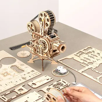 Derliaus Projektorius Retro 3D trimatės Dėlionės Mediniai Modelis Kūrybos Dovana Projektorius Apdailos Dėlionė Asamblėja