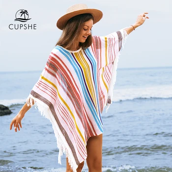 CUPSHE Balta Nėrimo Bikini Padengti su Kutais Apdaila Moterų Sexy Tuščiaviduriai Paplūdimio Tunika Suknelė 2021 M. Vasaros Maudymosi Kostiumą Paplūdimio