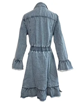 Rudenį, Žiemą 2020 Moterų Jean Suknelė ilgomis Rankovėmis Vestidos Femme Skraiste Šalies Džinsinio audinio - Line Ilgu Suknelės Ropa De Mujer Womenwear