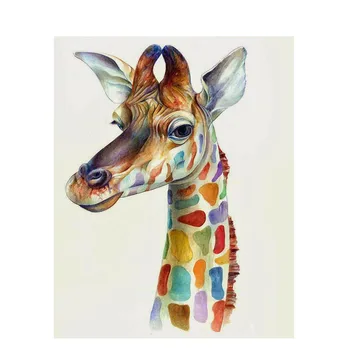 Žirafa galvos Gyvūnų Handpainted Suaugusiems, Pasidaryk pats Aliejus Skaičius Tapybos Rinkiniais abstrakčios Drobės akrilo Dažais Pagal Numerius 