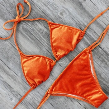 ZMTREE Prekės 2017 Moterų Bikini Nustatyti Specialią Medžiagą Ruožas Aksomo Brazilijos Biquini Praia Maudymosi kostiumai Seksualus maudymosi kostiumėlį Trikini Bikini