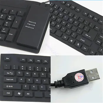 109 Klavišus Portable Black/Blue USB Kištukas, Silikono Guma Lankstus, atsparus Vandeniui, Sulankstomas Wired Keyboard PC Desktop Laptop