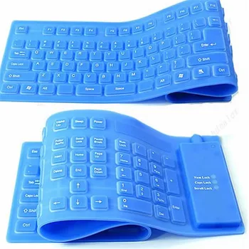 109 Klavišus Portable Black/Blue USB Kištukas, Silikono Guma Lankstus, atsparus Vandeniui, Sulankstomas Wired Keyboard PC Desktop Laptop