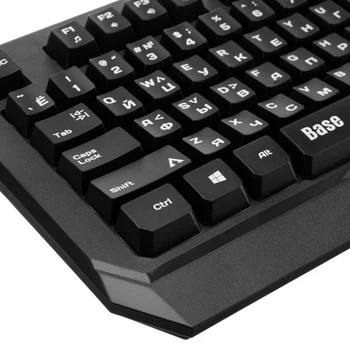 Klaviatūros Qumo Bazės K59, laidinis, membranos, 104 klavišai, USB, apšvietimas, juoda 5296885