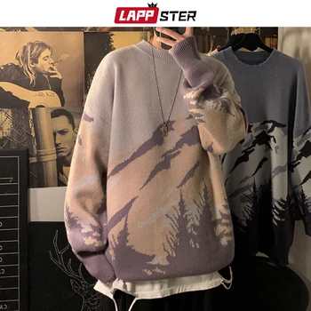 LAPPSTER Japonijos Streetwear Vyrų Kaklaraištis Dažų Vilnos Megztinis 2020 M. Rudenį Puloveris Mens Hip-Hop Megztiniai Pora Vintage Megztiniai
