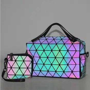 Maelove Moterų šviesos maišelį Dygsniuotas Geometrijos Pečių Krepšiai, Lazerio Paprastas Lankstymo Rankines, matinė spalva Nemokamas Pristatymas
