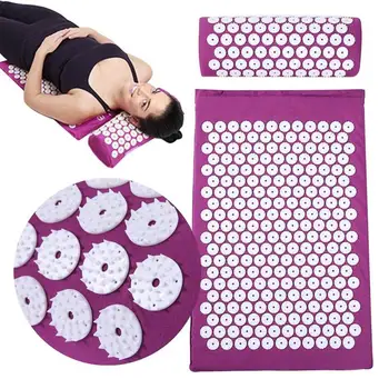 Dygliuotas pagalvę ir Shiatsu masažas pagalvėlės nustatyti, nago akupunktūra pagalvę, panaudota, sumažinti nugaros, kaklo skausmas, lova, masažo, gali
