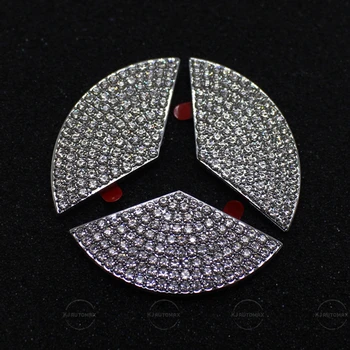 KJAUTOMAX Cystal Sunku Bazės Mercedes Vairas Bling Logotipą, Diamond Emblema Lipdukas